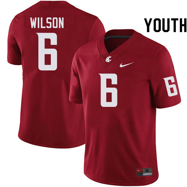 Youth #6 Adrian Wilson Washington State Cougars College Football Jerseys Stitched-Crimson